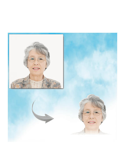 遺影写真を綺麗に切り抜きます。